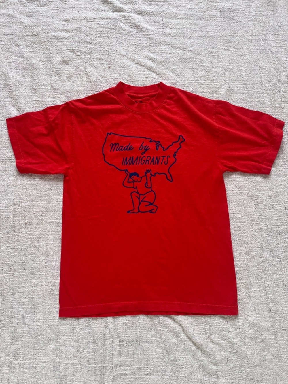 BNWT Kira Shop x Mochi kids Red Graphic Tee "Made by Immigrants"
